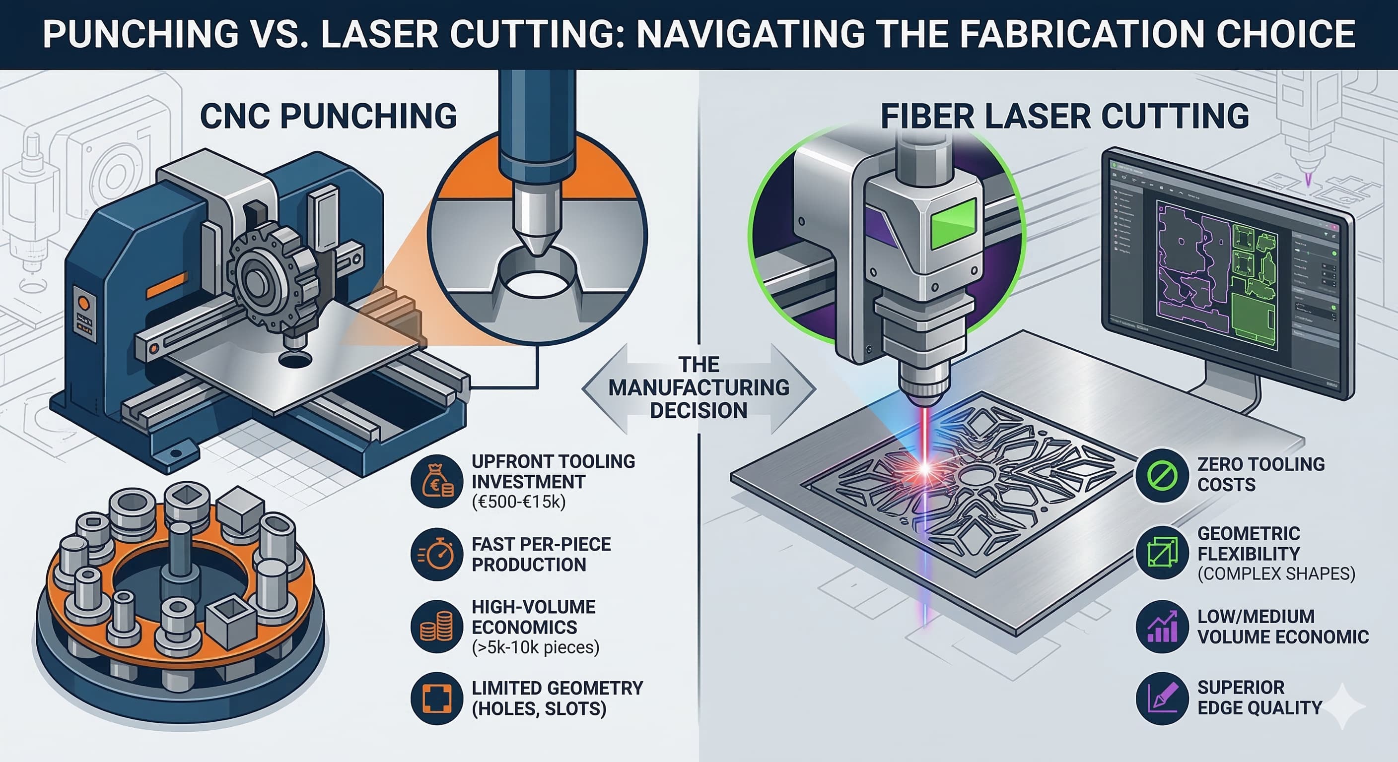 Punching vs. Laser Cutting: When Tooling Up Makes Sense