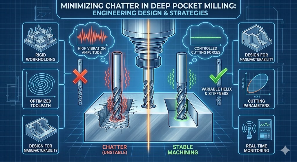 Minimere vibrasjoner ved dyp lomme fresing: Designtips for ingeniører