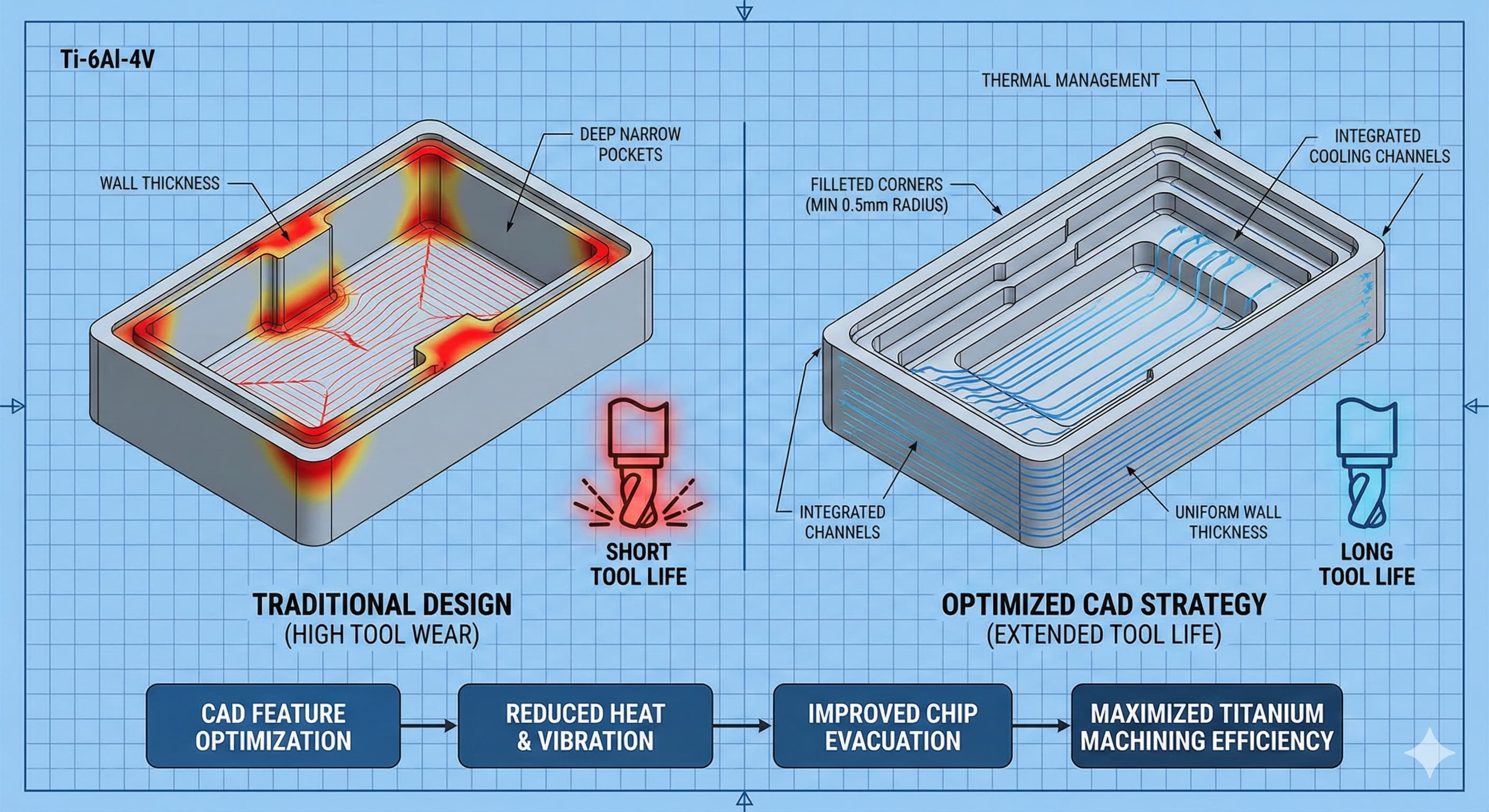 Minska verktygsslitage vid titanbearbetning: Optimerade CAD-strategier