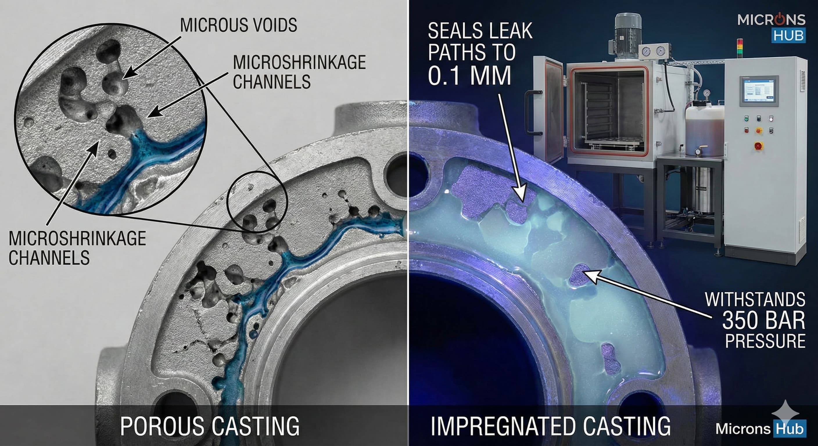 Vakuumimpregnering: Tätning av läckagevägar i hydrauliska gjutgods
