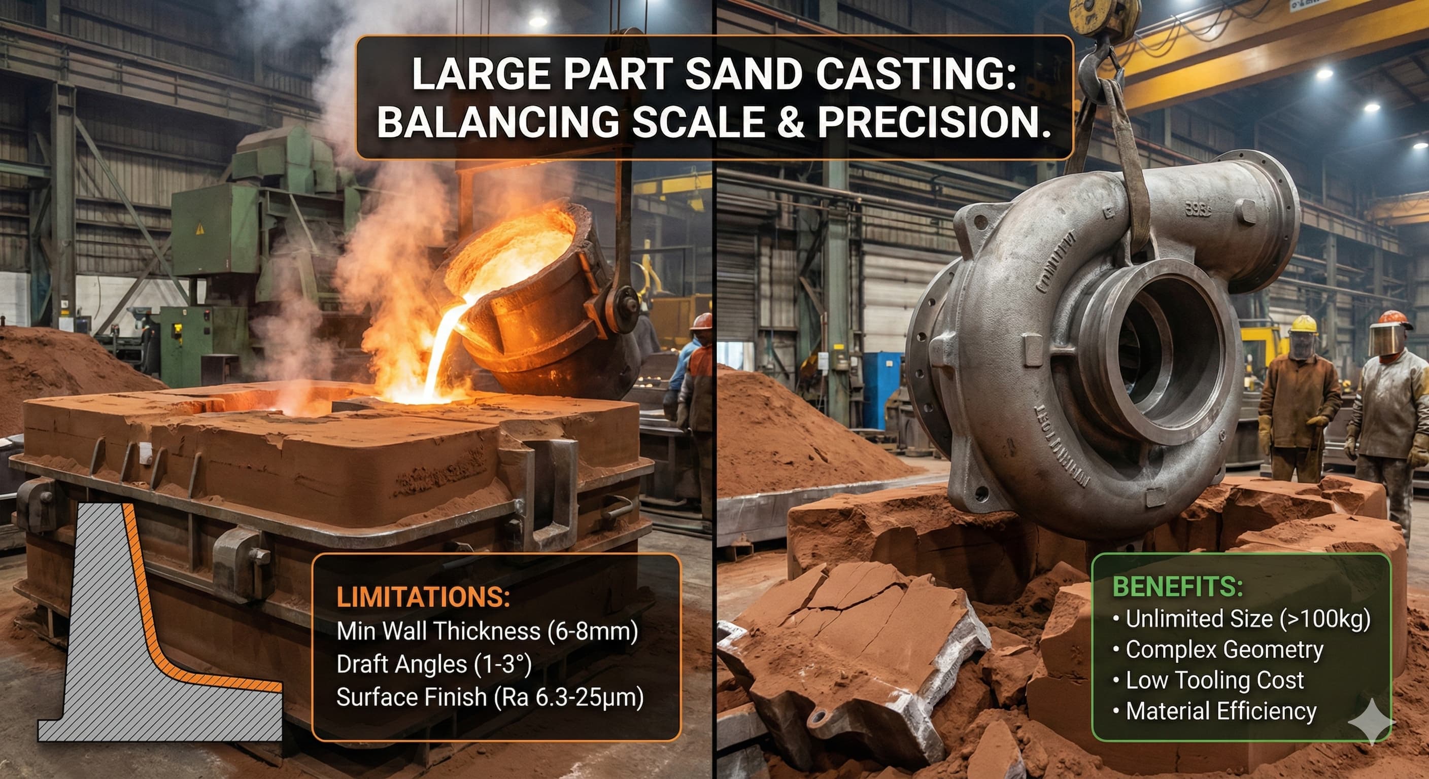 Sandgjutning för stora delar: Designbegränsningar och fördelar