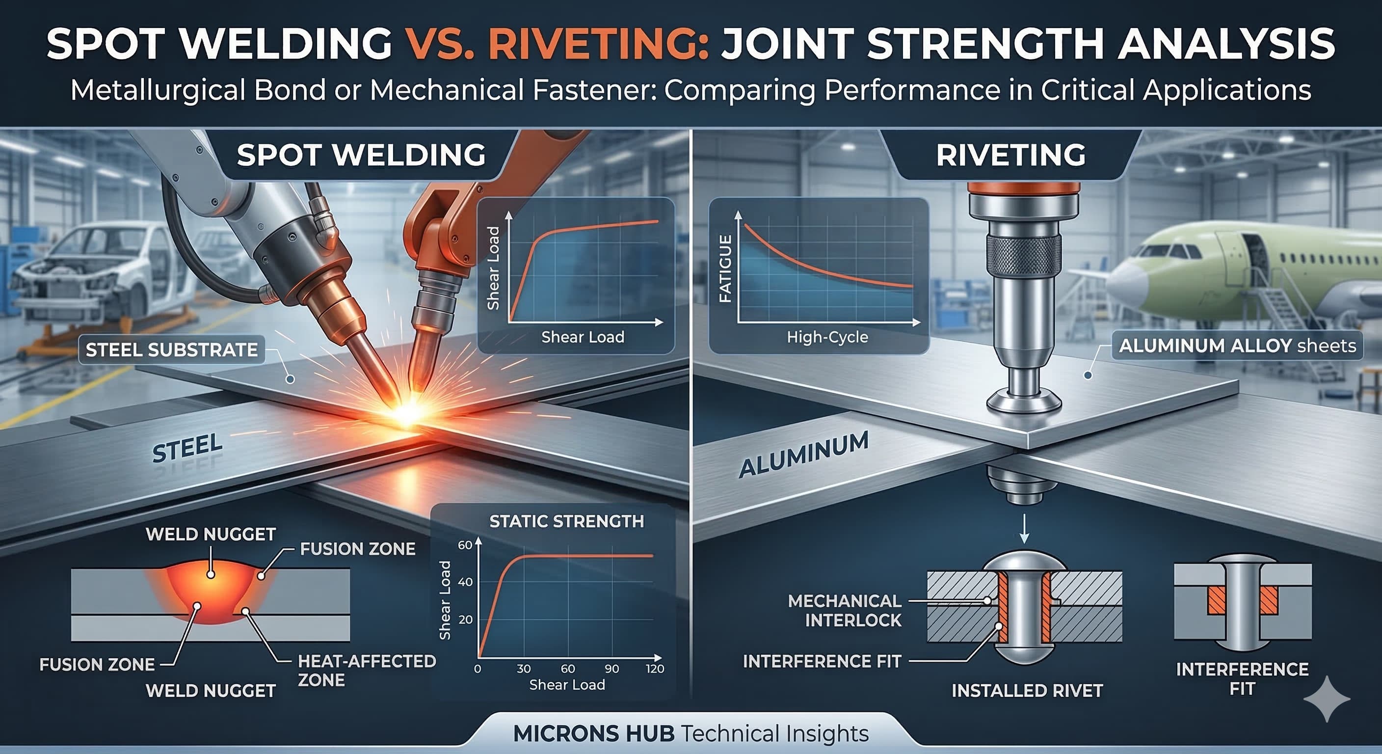 Punktsvetsning kontra nitning: Styrkejämförelser för montering