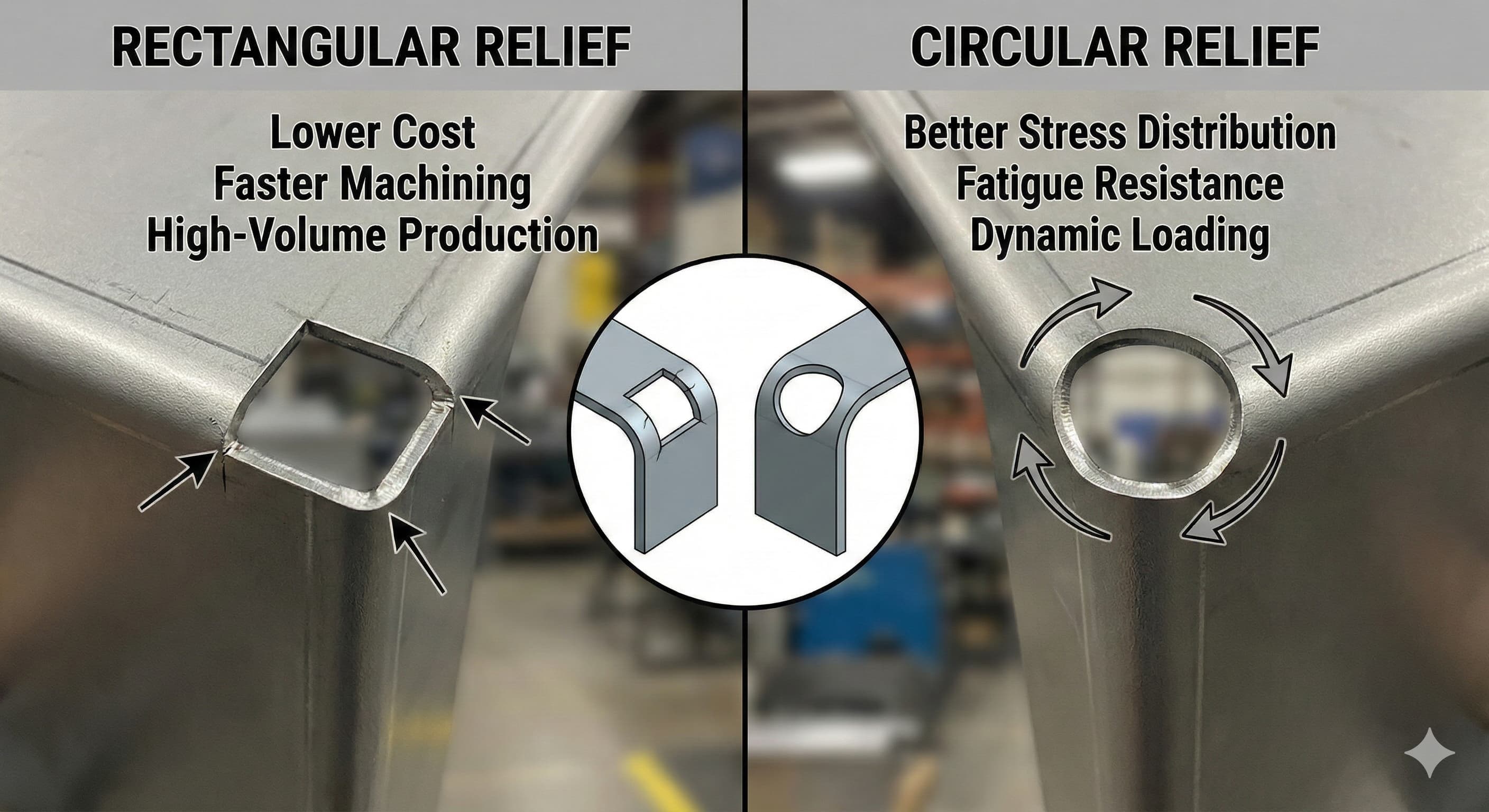 Hörnreliefdesign: Rektangulära kontra cirkulära relief för rena bockningar