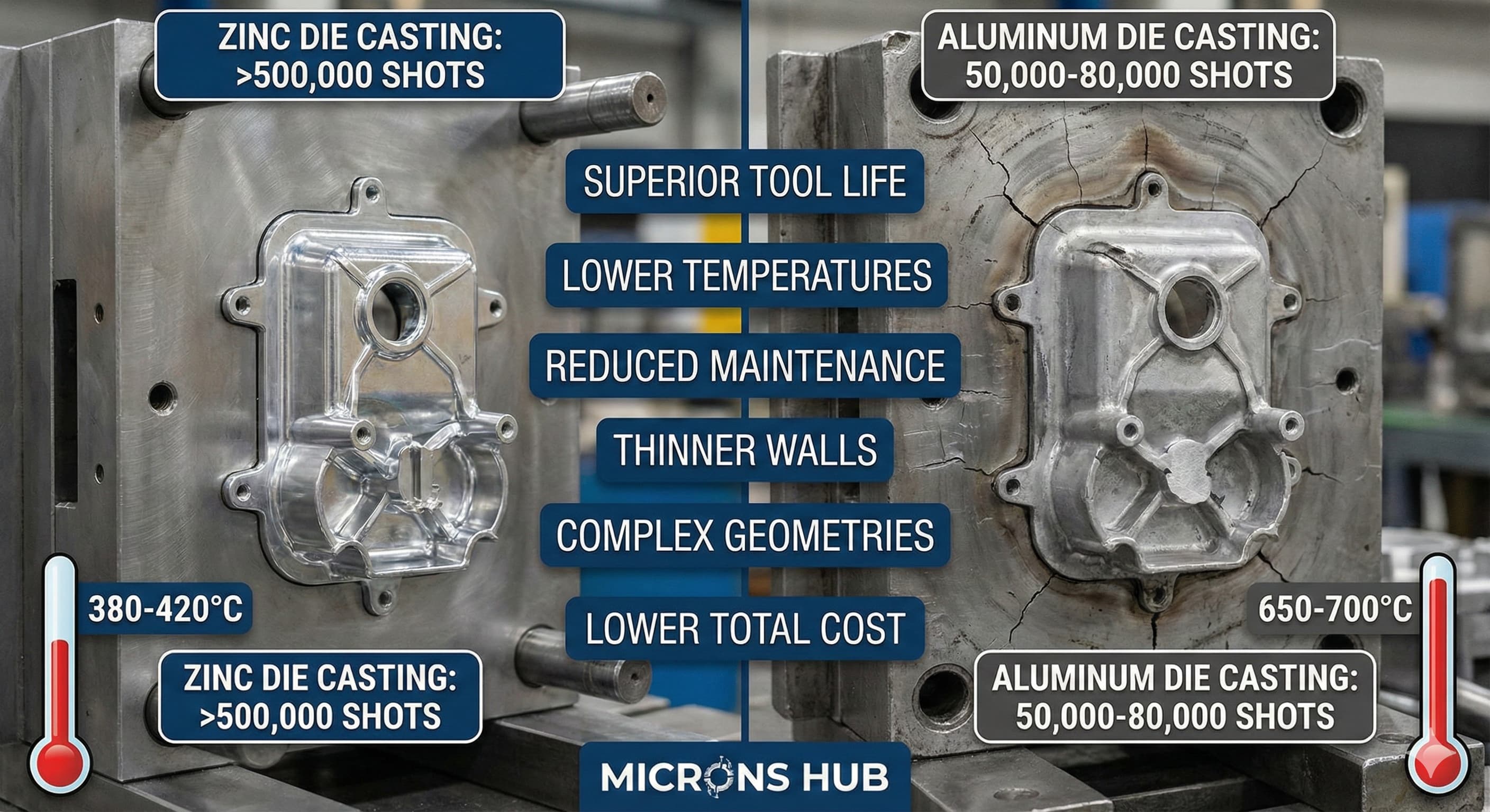 Zink vs. Aluminium Pressgjutning: Varför Zink Erbjuder Överlägsen Verktygslivslängd
