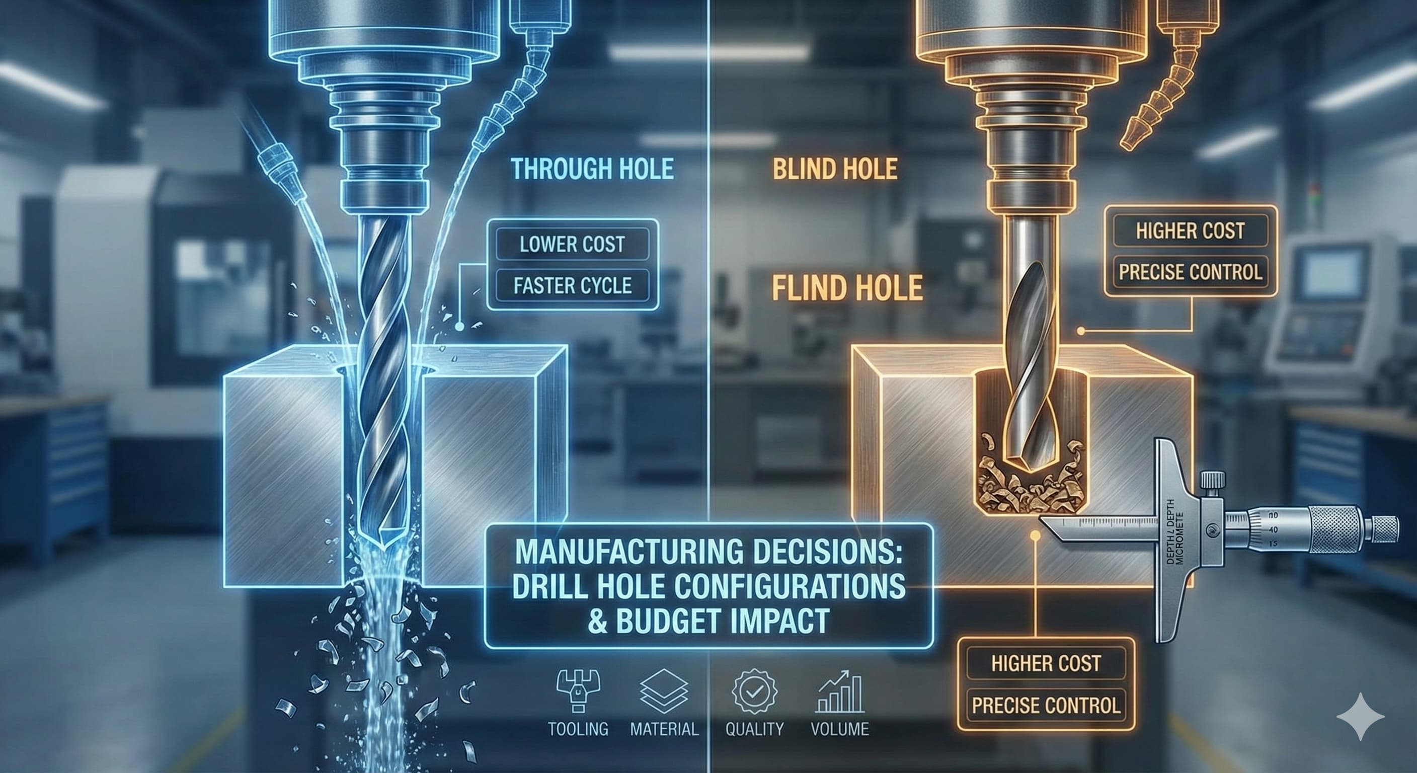Blinde hull kontra gjennomgående hull: Kostnadsimplikasjoner ved CNC-boring